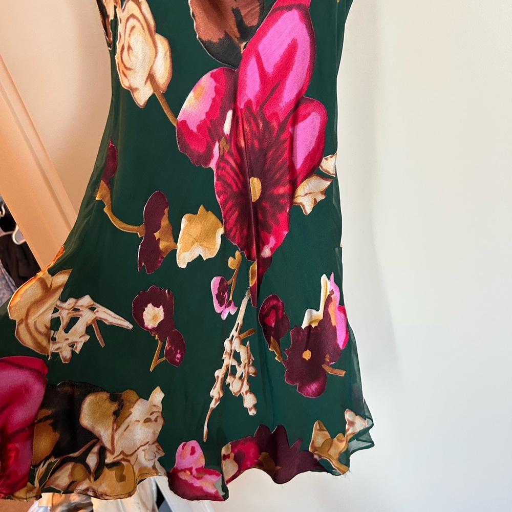 Rat & Boa Mini 100% Floral Silk Dress in Green - Picture 4 of 6